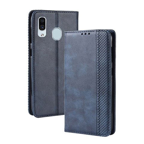 Funda de Cuero Cartera con Soporte Carcasa BY4 para Samsung Galaxy A30 Azul