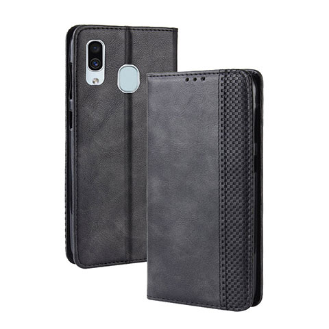 Funda de Cuero Cartera con Soporte Carcasa BY4 para Samsung Galaxy A40 Negro