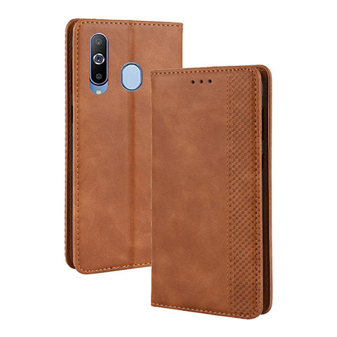 Funda de Cuero Cartera con Soporte Carcasa BY4 para Samsung Galaxy A60 Marron