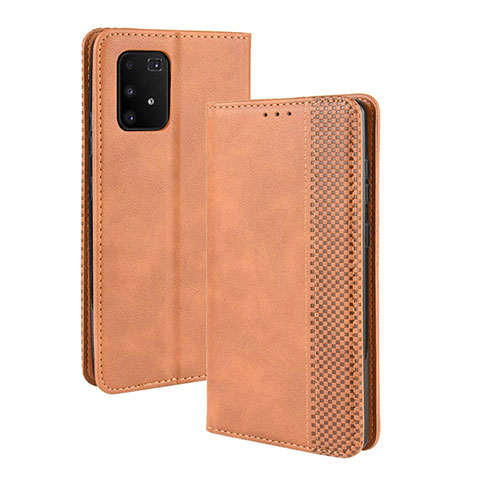 Funda de Cuero Cartera con Soporte Carcasa BY4 para Samsung Galaxy A91 Marron