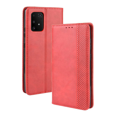 Funda de Cuero Cartera con Soporte Carcasa BY4 para Samsung Galaxy A91 Rojo