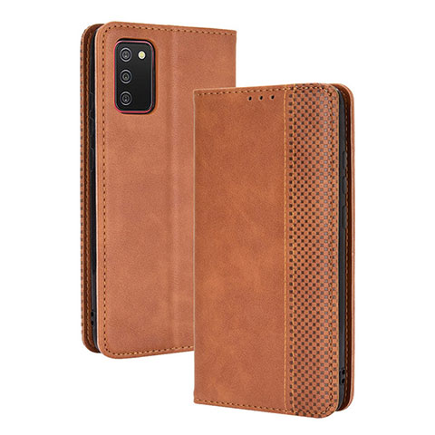 Funda de Cuero Cartera con Soporte Carcasa BY4 para Samsung Galaxy F02S SM-E025F Marron