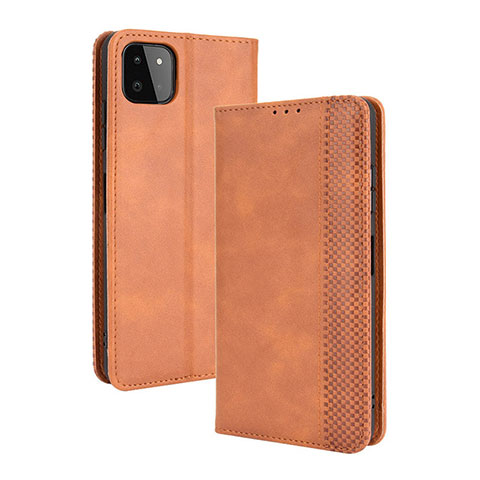 Funda de Cuero Cartera con Soporte Carcasa BY4 para Samsung Galaxy F42 5G Marron