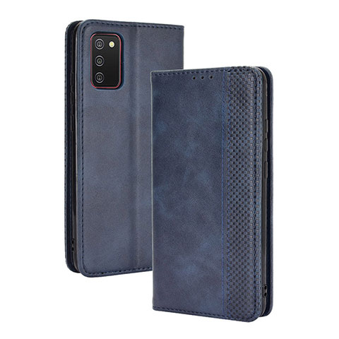 Funda de Cuero Cartera con Soporte Carcasa BY4 para Samsung Galaxy M02s Azul