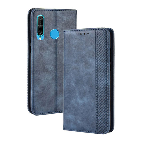 Funda de Cuero Cartera con Soporte Carcasa BY4 para Samsung Galaxy M30 Azul