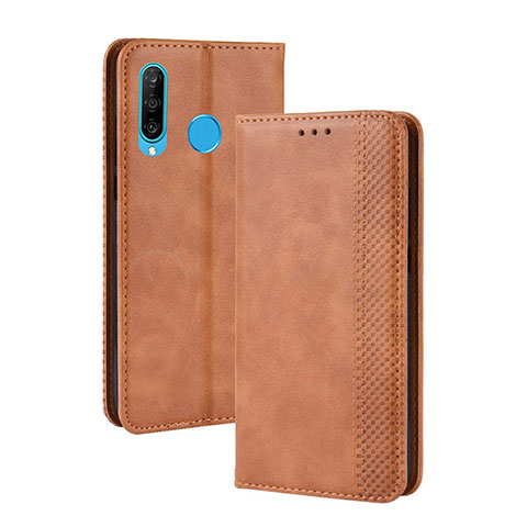 Funda de Cuero Cartera con Soporte Carcasa BY4 para Samsung Galaxy M30 Marron