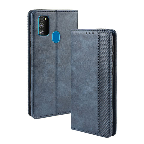 Funda de Cuero Cartera con Soporte Carcasa BY4 para Samsung Galaxy M30s Azul