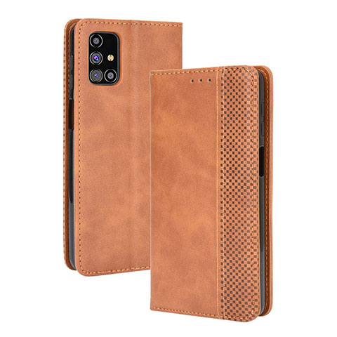 Funda de Cuero Cartera con Soporte Carcasa BY4 para Samsung Galaxy M31s Marron