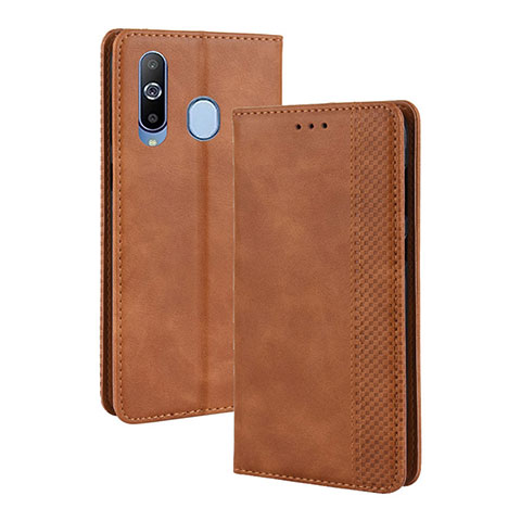 Funda de Cuero Cartera con Soporte Carcasa BY4 para Samsung Galaxy M40 Marron