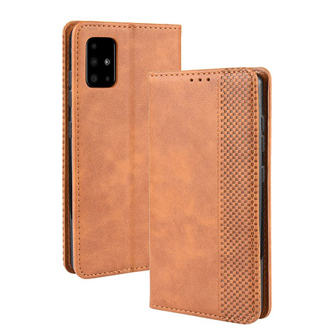 Funda de Cuero Cartera con Soporte Carcasa BY4 para Samsung Galaxy M51 Marron