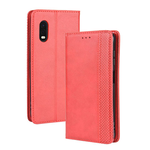 Funda de Cuero Cartera con Soporte Carcasa BY4 para Samsung Galaxy XCover Pro Rojo