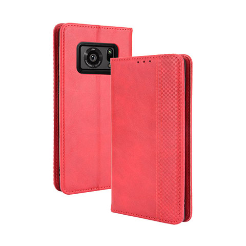 Funda de Cuero Cartera con Soporte Carcasa BY4 para Sharp Aquos R6 Rojo