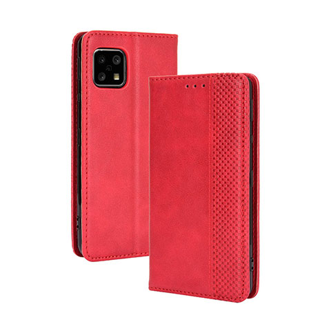 Funda de Cuero Cartera con Soporte Carcasa BY4 para Sharp Aquos Sense4 Basic Rojo