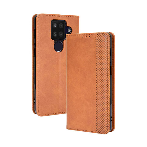 Funda de Cuero Cartera con Soporte Carcasa BY4 para Sharp Aquos Sense4 Plus Marron