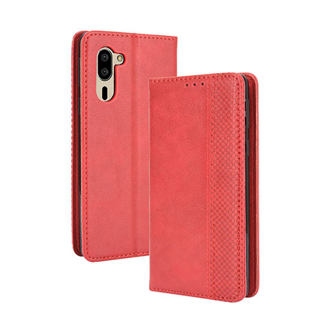 Funda de Cuero Cartera con Soporte Carcasa BY4 para Sharp Simple Sumaho 5 Rojo