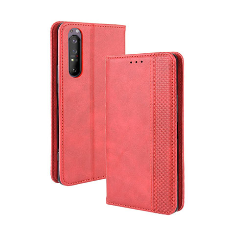 Funda de Cuero Cartera con Soporte Carcasa BY4 para Sony Xperia 1 II Rojo