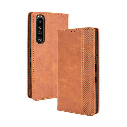 Funda de Cuero Cartera con Soporte Carcasa BY4 para Sony Xperia 1 III Marron