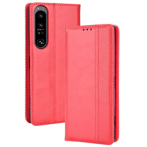 Funda de Cuero Cartera con Soporte Carcasa BY4 para Sony Xperia 1 IV Rojo