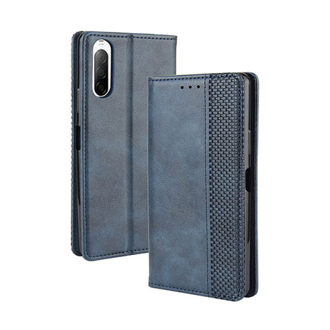 Funda de Cuero Cartera con Soporte Carcasa BY4 para Sony Xperia 10 II Azul