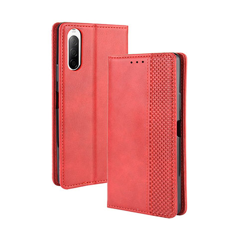 Funda de Cuero Cartera con Soporte Carcasa BY4 para Sony Xperia 10 II Rojo