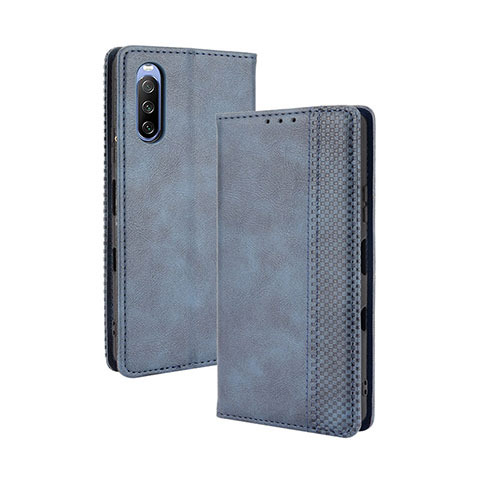 Funda de Cuero Cartera con Soporte Carcasa BY4 para Sony Xperia 10 III Lite Azul