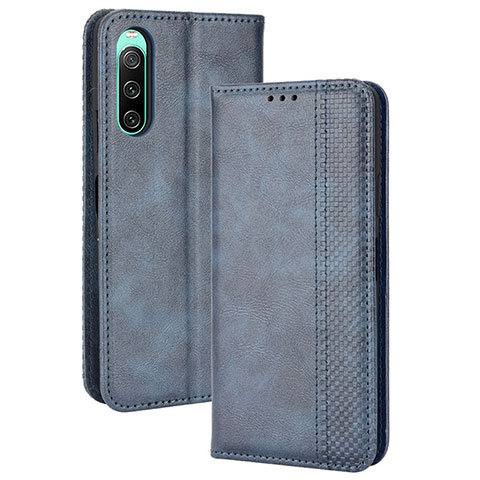 Funda de Cuero Cartera con Soporte Carcasa BY4 para Sony Xperia 10 IV SO-52C Azul