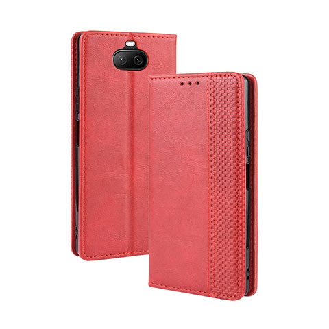 Funda de Cuero Cartera con Soporte Carcasa BY4 para Sony Xperia 8 Rojo