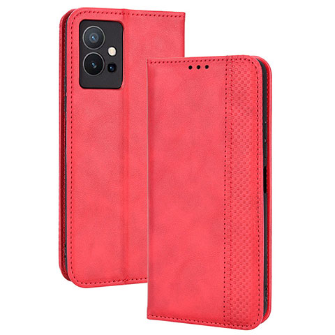 Funda de Cuero Cartera con Soporte Carcasa BY4 para Vivo iQOO Z6 5G Rojo