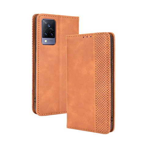 Funda de Cuero Cartera con Soporte Carcasa BY4 para Vivo V21 5G Marron