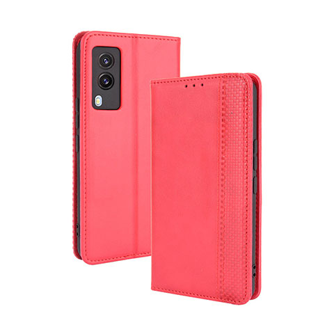 Funda de Cuero Cartera con Soporte Carcasa BY4 para Vivo V21e 5G Rojo