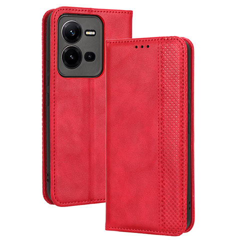 Funda de Cuero Cartera con Soporte Carcasa BY4 para Vivo V25 5G Rojo