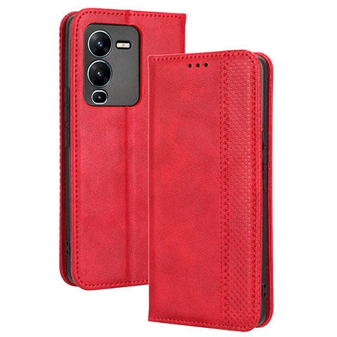 Funda de Cuero Cartera con Soporte Carcasa BY4 para Vivo V25 Pro 5G Rojo