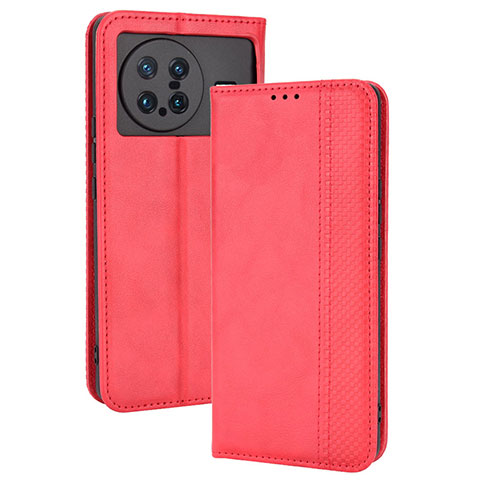 Funda de Cuero Cartera con Soporte Carcasa BY4 para Vivo X Note Rojo