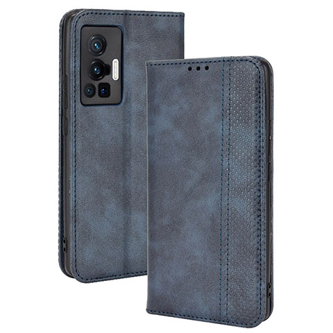 Funda de Cuero Cartera con Soporte Carcasa BY4 para Vivo X70 Pro 5G Azul