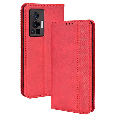 Funda de Cuero Cartera con Soporte Carcasa BY4 para Vivo X70 Pro 5G Rojo