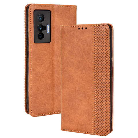 Funda de Cuero Cartera con Soporte Carcasa BY4 para Vivo X70t Marron