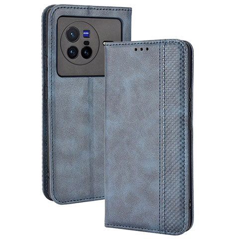 Funda de Cuero Cartera con Soporte Carcasa BY4 para Vivo X80 5G Azul