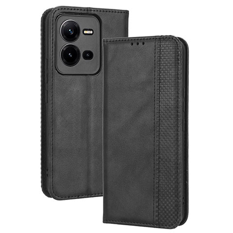 Funda de Cuero Cartera con Soporte Carcasa BY4 para Vivo X80 Lite 5G Negro