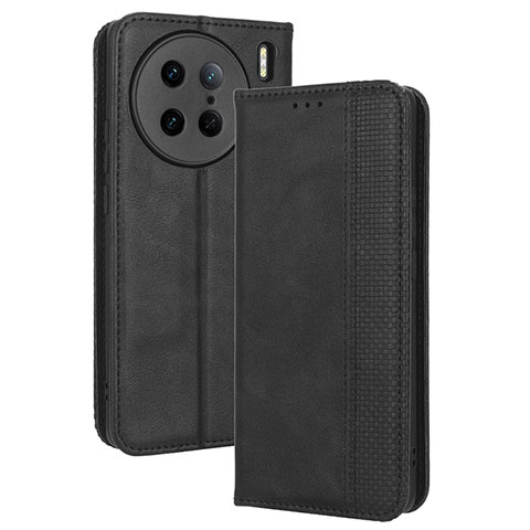 Funda de Cuero Cartera con Soporte Carcasa BY4 para Vivo X90 Pro 5G Negro