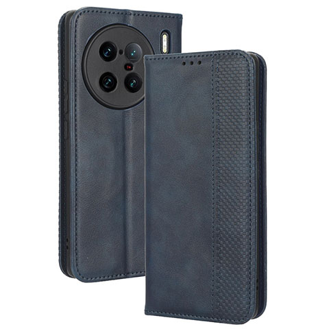 Funda de Cuero Cartera con Soporte Carcasa BY4 para Vivo X90 Pro+ Plus 5G Azul