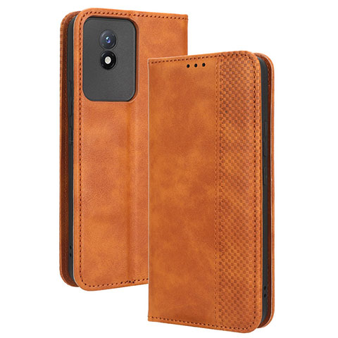 Funda de Cuero Cartera con Soporte Carcasa BY4 para Vivo Y02A Marron