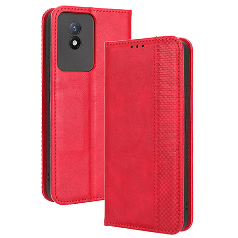 Funda de Cuero Cartera con Soporte Carcasa BY4 para Vivo Y02A Rojo