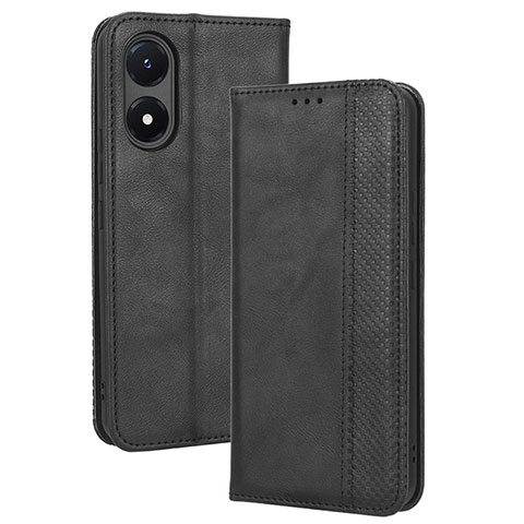 Funda de Cuero Cartera con Soporte Carcasa BY4 para Vivo Y02S Negro