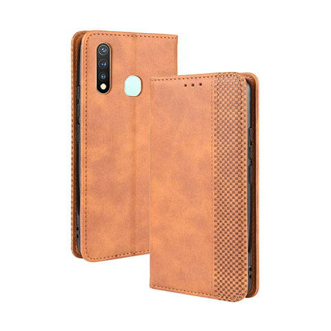 Funda de Cuero Cartera con Soporte Carcasa BY4 para Vivo Y19 Marron