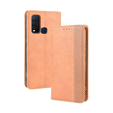 Funda de Cuero Cartera con Soporte Carcasa BY4 para Vivo Y50 Marron