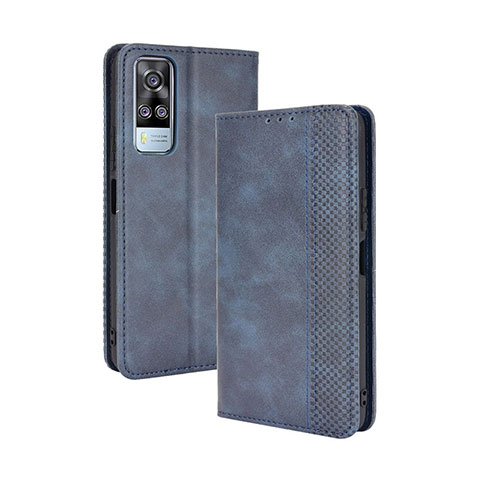 Funda de Cuero Cartera con Soporte Carcasa BY4 para Vivo Y51A Azul