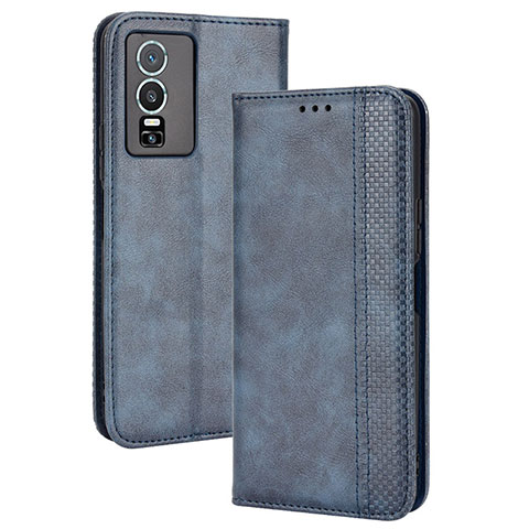 Funda de Cuero Cartera con Soporte Carcasa BY4 para Vivo Y76 5G Azul