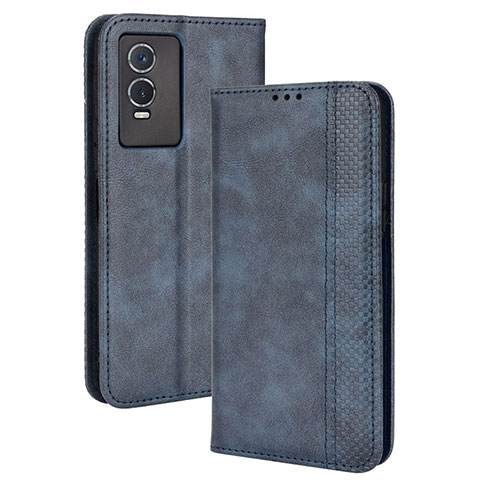 Funda de Cuero Cartera con Soporte Carcasa BY4 para Vivo Y76s 5G Azul