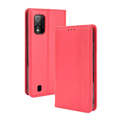 Funda de Cuero Cartera con Soporte Carcasa BY4 para Wiko Ride 3 Rojo