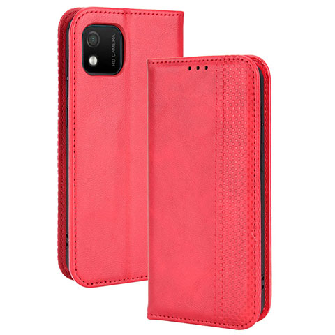 Funda de Cuero Cartera con Soporte Carcasa BY4 para Wiko Y52 Rojo